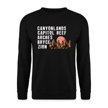 Explorez les montagnes des parcs nationaux de l’Utah - Sweat-shirt Unisexe - noir - Devant - Alina (178cm) & Michal (187cm)