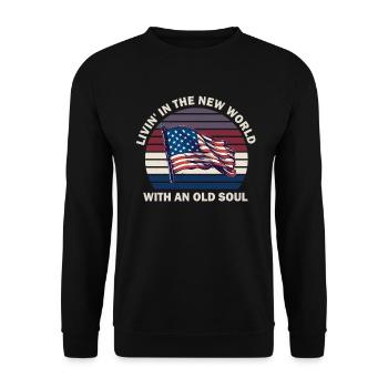 Livin in der Neuen Welt Alte Seele - Unisex Pullover - Schwarz - Vorne - Alina (178cm) & Michal (187cm)