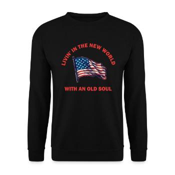 Livin in der Neuen Welt Alte Seele - Unisex Pullover - Schwarz - Vorne - Alina (178cm) & Michal (187cm)