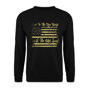 Livin in der Neuen Welt Alte Seele - Unisex Pullover - Schwarz - Vorne - Alina (178cm) & Michal (187cm)
