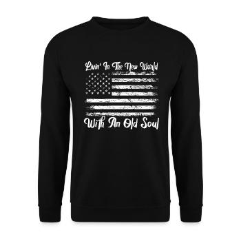 Livin in der Neuen Welt Alte Seele - Unisex Pullover - Schwarz - Vorne - Alina (178cm) & Michal (187cm)
