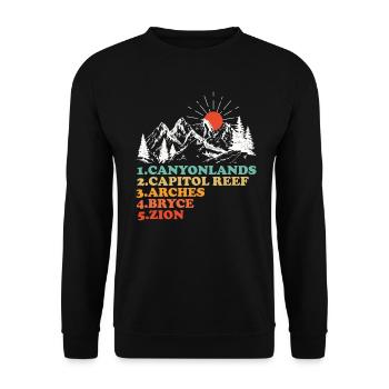 Explorez les montagnes des parcs nationaux de l’Utah - Sweat-shirt Unisexe - noir - Devant - Alina (178cm) & Michal (187cm)