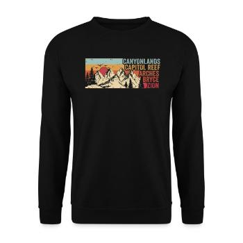 Explorez les montagnes des parcs nationaux de l’Utah - Sweat-shirt Unisexe - noir - Devant - Alina (178cm) & Michal (187cm)