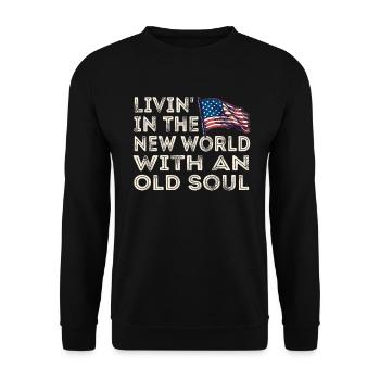 Livin in der Neuen Welt Alte Seele - Unisex Pullover - Schwarz - Vorne - Alina (178cm) & Michal (187cm)