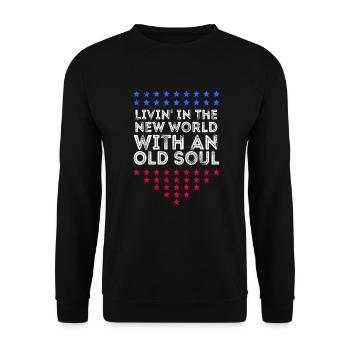 Livin in der Neuen Welt Alte Seele - Unisex Pullover - Schwarz - Vorne - Alina (178cm) & Michal (187cm)