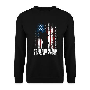 Your Girlfriend Likes My Swing - Unisex Sweatshirt - black - Front - Alina (178cm) & Michal (187cm)