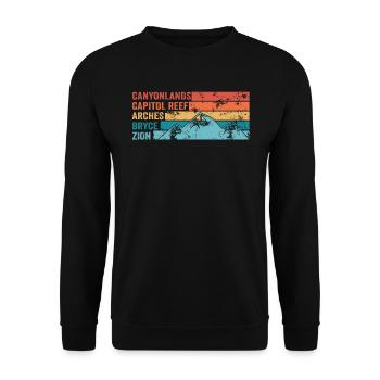 Explorez les montagnes des parcs nationaux de l’Utah - Sweat-shirt Unisexe - noir - Devant - Alina (178cm) & Michal (187cm)