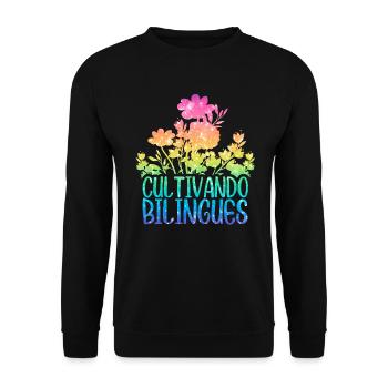 Cultivando Bilingües Spanish Teacher - Unisex Sweatshirt - black - Front - Alina (178cm) & Michal (187cm)
