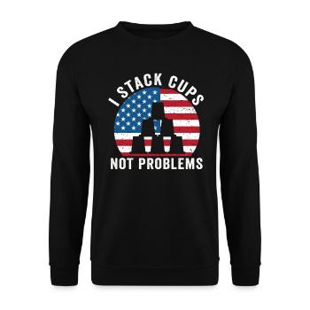 Sport Stacking Stacks Stacked Speed Cup - Unisex Sweatshirt - black - Front - Alina (178cm) & Michal (187cm)