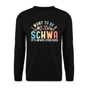 Ich will ein Schwa sein, es ist nie gestresst - Unisex Pullover - Schwarz - Vorne - Alina (178cm) & Michal (187cm)