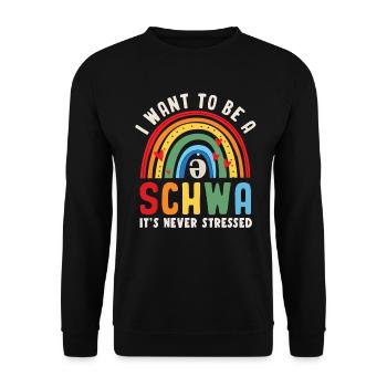 Ich will ein Schwa sein, es ist nie gestresst - Unisex Pullover - Schwarz - Vorne - Alina (178cm) & Michal (187cm)