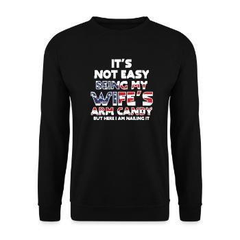 ES IST NICHT EINFACH, DAS ARMBONBON MEINER FRAU ZU SEIN - Unisex Pullover - Schwarz - Vorne - Alina (178cm) & Michal (187cm)