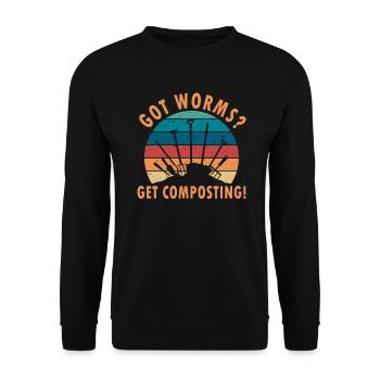 Wurmfarmer Wurmkompost Niedliche Männer Frauen - Unisex Pullover - Schwarz - Vorne - Alina (178cm) & Michal (187cm)