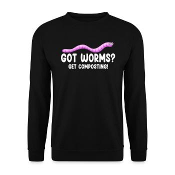 Wurmfarmer Wurmkompost Niedliche Männer Frauen - Unisex Pullover - Schwarz - Vorne - Alina (178cm) & Michal (187cm)