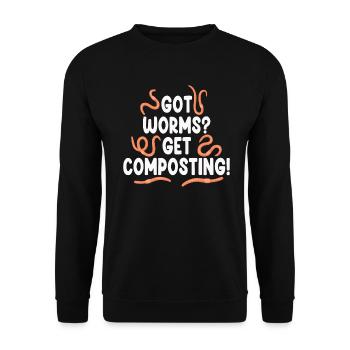 Wurmfarmer Wurmkompost Niedliche Männer Frauen - Unisex Pullover - Schwarz - Vorne - Alina (178cm) & Michal (187cm)
