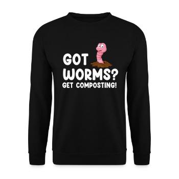 Wurmfarmer Wurmkompost Niedliche Männer Frauen - Unisex Pullover - Schwarz - Vorne - Alina (178cm) & Michal (187cm)