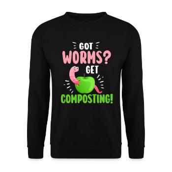 Wurmfarmer Wurmkompost Niedliche Männer Frauen - Unisex Pullover - Schwarz - Vorne - Alina (178cm) & Michal (187cm)
