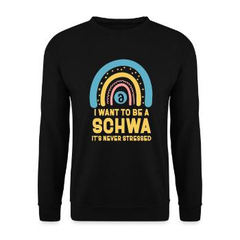 Ich will ein Schwa sein, es ist nie gestresst - Unisex Pullover - Schwarz - Vorne - Alina (178cm) & Michal (187cm)
