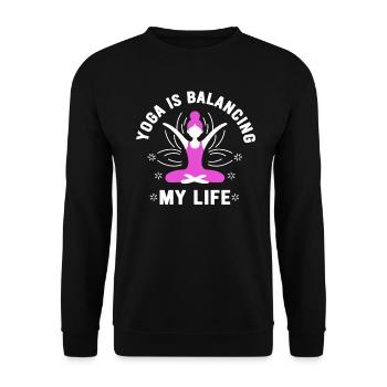 Le yoga équilibre ma vie - Sweat-shirt Unisexe - noir - Devant - Alina (178cm) & Michal (187cm)