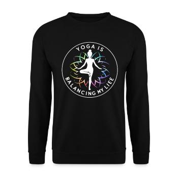 Le yoga équilibre ma vie - Sweat-shirt Unisexe - noir - Devant - Alina (178cm) & Michal (187cm)