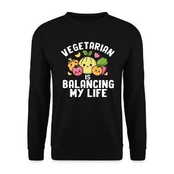 Vegetarian Balancing My Life - Unisex Sweatshirt - black - Front - Alina (178cm) & Michal (187cm)