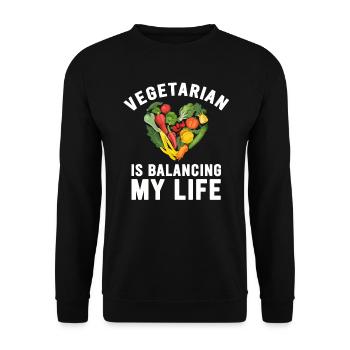 Vegetarian Balancing My Life - Unisex Sweatshirt - black - Front - Alina (178cm) & Michal (187cm)