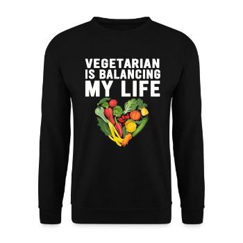 Vegetarian Balancing My Life - Unisex Sweatshirt - black - Front - Alina (178cm) & Michal (187cm)