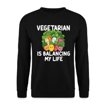 Vegetarian Balancing My Life - Unisex Sweatshirt - black - Front - Alina (178cm) & Michal (187cm)