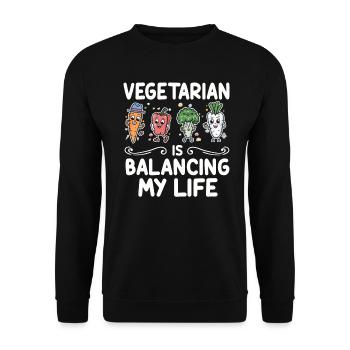 Vegetarian Balancing My Life - Unisex Sweatshirt - black - Front - Alina (178cm) & Michal (187cm)