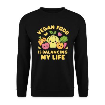 Vegan Food Is Balancing My Life - Unisex Sweatshirt - black - Front - Alina (178cm) & Michal (187cm)