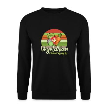 Vegetarian Balancing My Life - Unisex Sweatshirt - black - Front - Alina (178cm) & Michal (187cm)