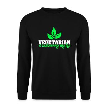 Vegetarisch Mein Leben unter einen Hut bringen - Unisex Pullover - Schwarz - Vorne - Alina (178cm) & Michal (187cm)