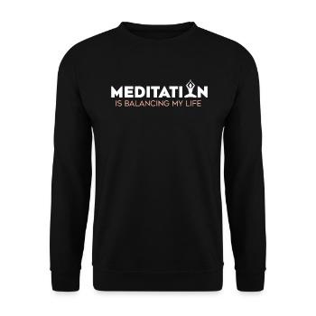 Meditation balanciert mein Leben aus - Unisex Pullover - Schwarz - Vorne - Alina (178cm) & Michal (187cm)
