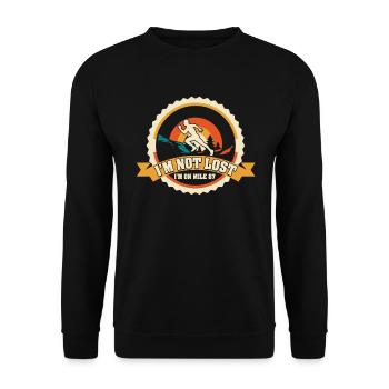 Ich bin nicht verloren, ich bin auf Meile 87 Marathon - Unisex Pullover - Schwarz - Vorne - Alina (178cm) & Michal (187cm)