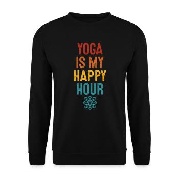 Yoga Is My Happy Hour Entspannung Mandala Chakra - Unisex Pullover - Schwarz - Vorne - Alina (178cm) & Michal (187cm)