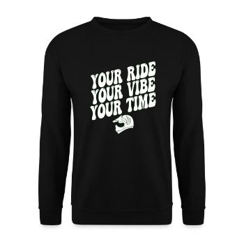 Deine Fahrt Dein Vibe Deine Zeit Motocross - Unisex Pullover - Schwarz - Vorne - Alina (178cm) & Michal (187cm)