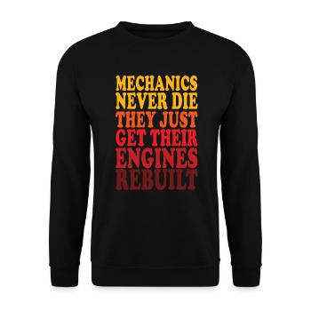 Mechaniker sterben nie Auto-Enthusiast - Unisex Pullover - Schwarz - Vorne - Alina (178cm) & Michal (187cm)