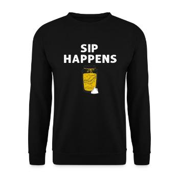 Sip Happens Kombucha Lover Fun Design - Unisex Sweatshirt - black - Front - Alina (178cm) & Michal (187cm)