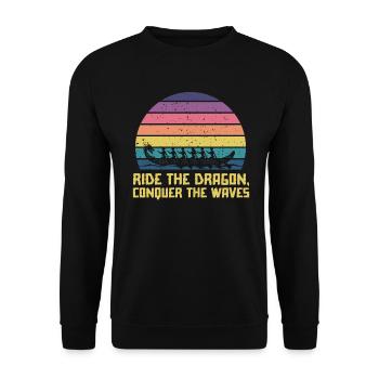 Chevauchez le dragon, conquérez les vagues - Sweat-shirt Unisexe - noir - Devant - Alina (178cm) & Michal (187cm)