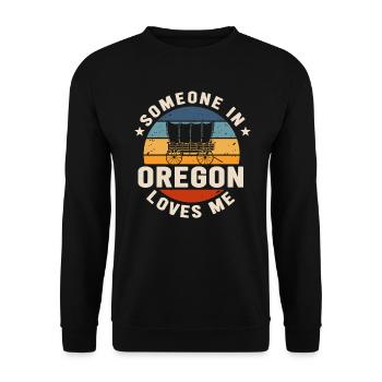 Quelqu’un dans l’Oregon m’aime - Sweat-shirt Unisexe - noir - Devant - Alina (178cm) & Michal (187cm)