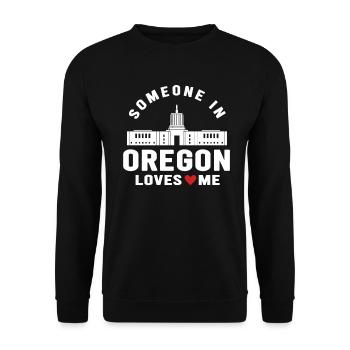 Quelqu’un dans l’Oregon m’aime - Sweat-shirt Unisexe - noir - Devant - Alina (178cm) & Michal (187cm)