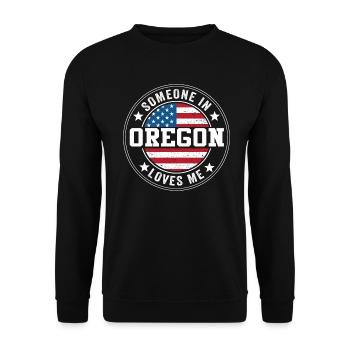Jemand in Oregon liebt mich - Unisex Pullover - Schwarz - Vorne - Alina (178cm) & Michal (187cm)