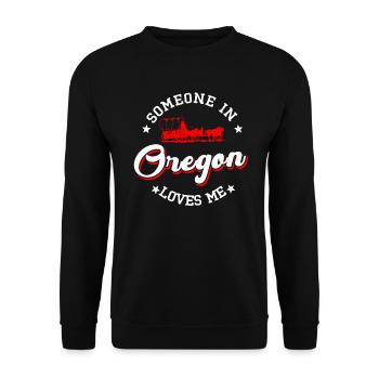 Quelqu’un dans l’Oregon m’aime - Sweat-shirt Unisexe - noir - Devant - Alina (178cm) & Michal (187cm)