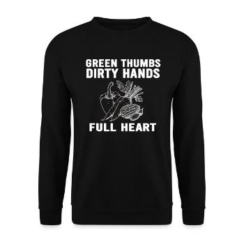 Pouces verts Mains sales Coeurs pleins - Sweat-shirt Unisexe - noir - Devant - Alina (178cm) & Michal (187cm)