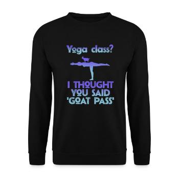 Yoga-Kurs oder Ziegenpass - Unisex Pullover - Schwarz - Vorne - Alina (178cm) & Michal (187cm)