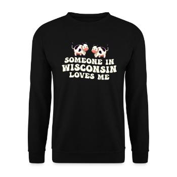 Jemand in Wisconsin liebt mich - Unisex Pullover - Schwarz - Vorne - Alina (178cm) & Michal (187cm)