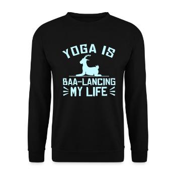 Goat Yoga Équilibrer ma vie - Sweat-shirt Unisexe - noir - Devant - Alina (178cm) & Michal (187cm)