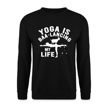 Goat Yoga Équilibrer ma vie - Sweat-shirt Unisexe - noir - Devant - Alina (178cm) & Michal (187cm)