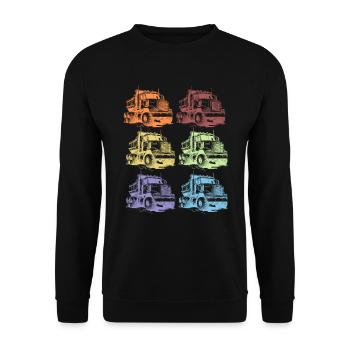 Retro Truck Driver Gift - Unisex Sweatshirt - black - Front - Alina (178cm) & Michal (187cm)