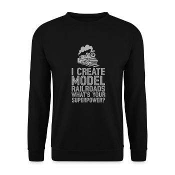 I Create Model Railroads Superpower - Unisex Sweatshirt - black - Front - Alina (178cm) & Michal (187cm)